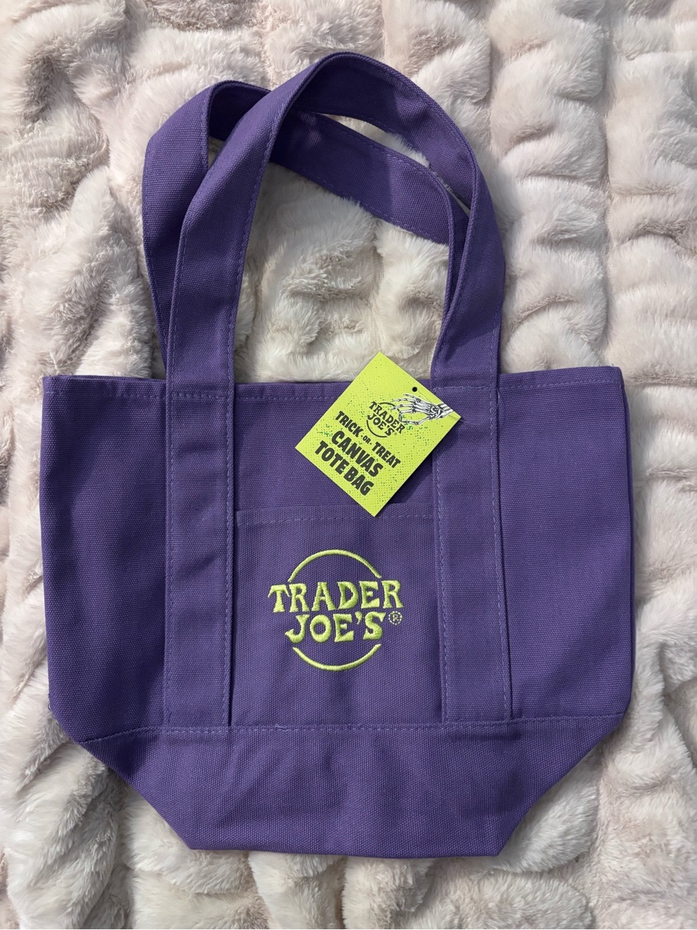 Trader Joe's Purple Canvas Mini Tote Bag